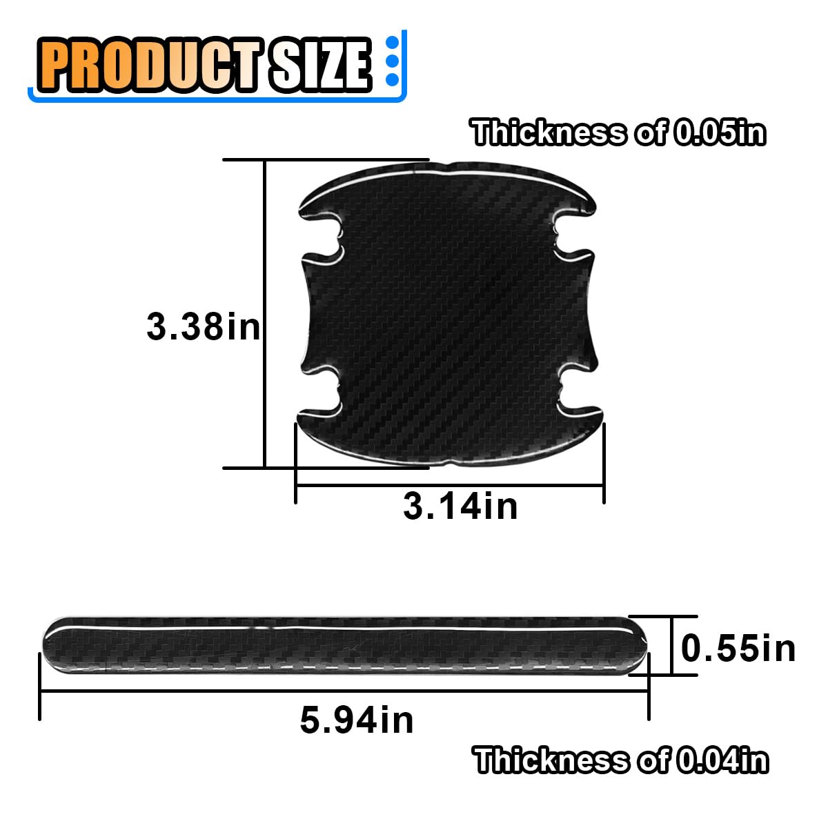 KITUREK Car Door Handle Scratch Protector, Traceless Cup Handle Sticker Decal, Bowl Protector, Paint Protection Film - Carbon Fi