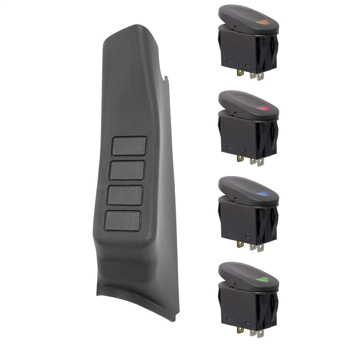 Rugged Ridge | Switch Pod Kit, A-Pillar, Black, LHD | 17235.86 | Fits 2007-2010 Jeep Wrangler JK