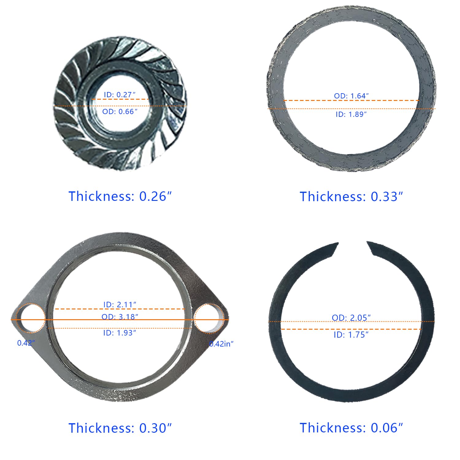 Biglknm Gasket & Chrome Flange With Nuts & Washers Kit Compatible For Harley-Davidson Big Twin Sportster 883 1200 Xl883 Xl1200 4