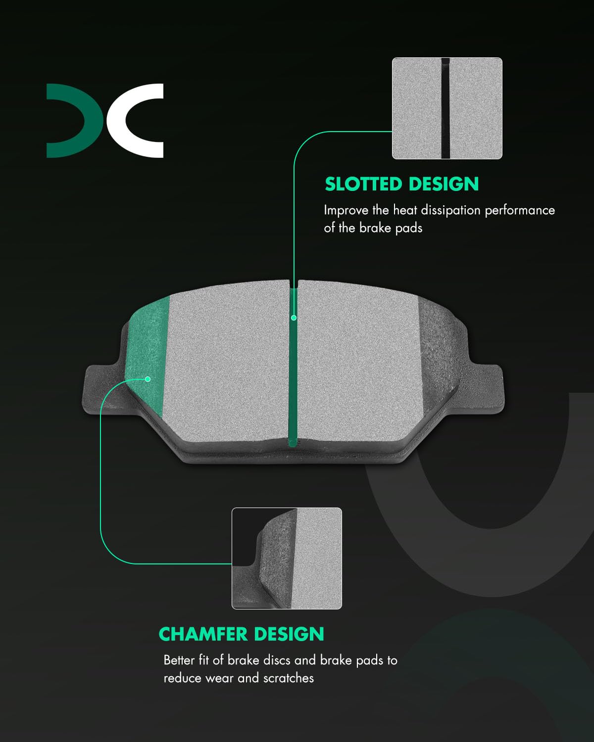 Scitoo Front Disc Brake Pad Set 4Pcs W/Hardware Fit For Buick For Lacrosse/For Regal Sportback, For Cadillac For Xt4, For Chevy