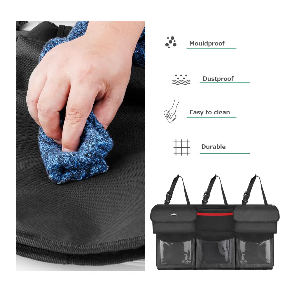 Oasser Trunk Organizer For Car, Hanging Car Organizer With 6 Large Pockets 3 Adjustable Straps 43.3X19Inch