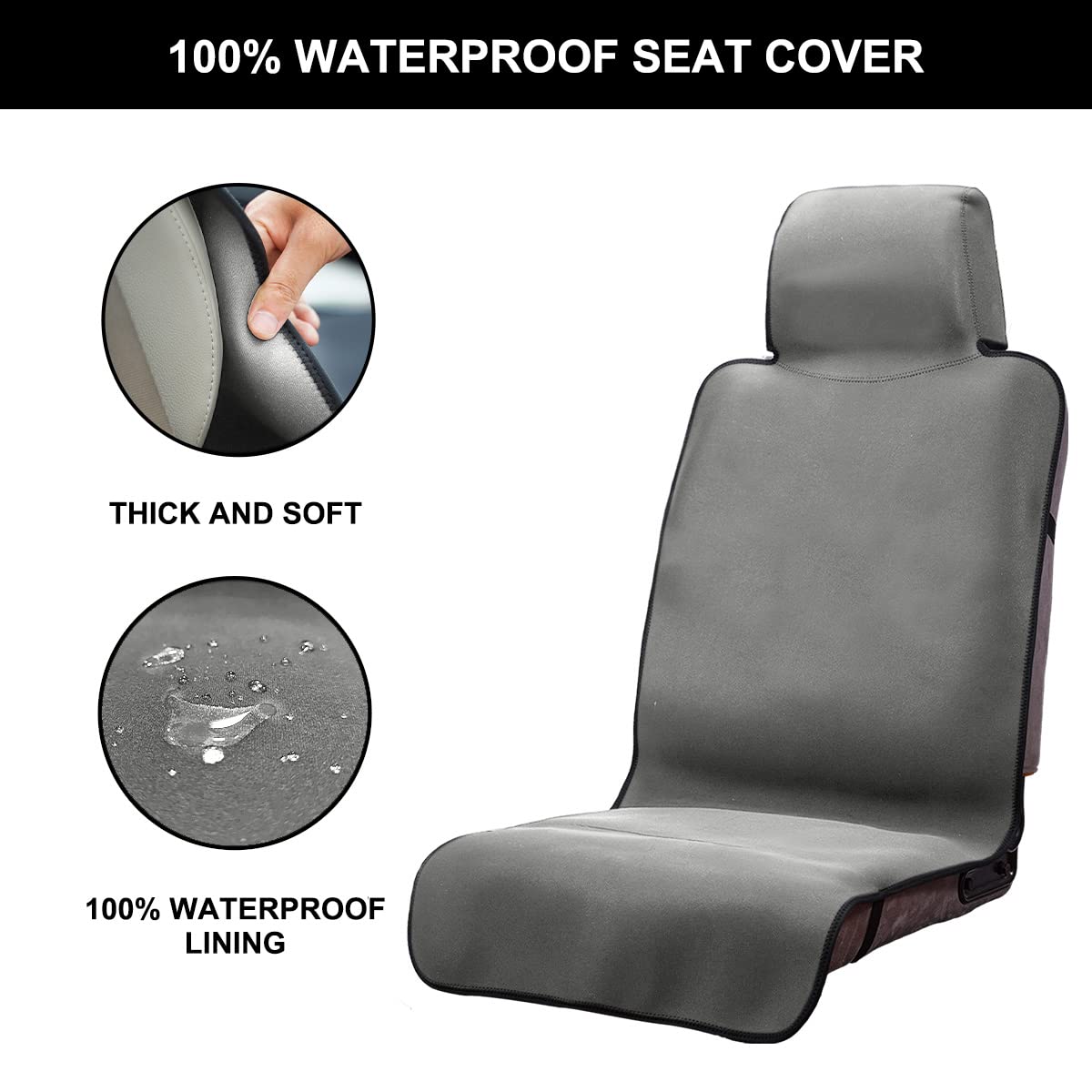 DREAMANIA Waterproof Seat Cover,2PCS Upgraded Neoprene Sweat Carseat Protector, Perfect for Universal Anti-Slip Car Truck SUV Se