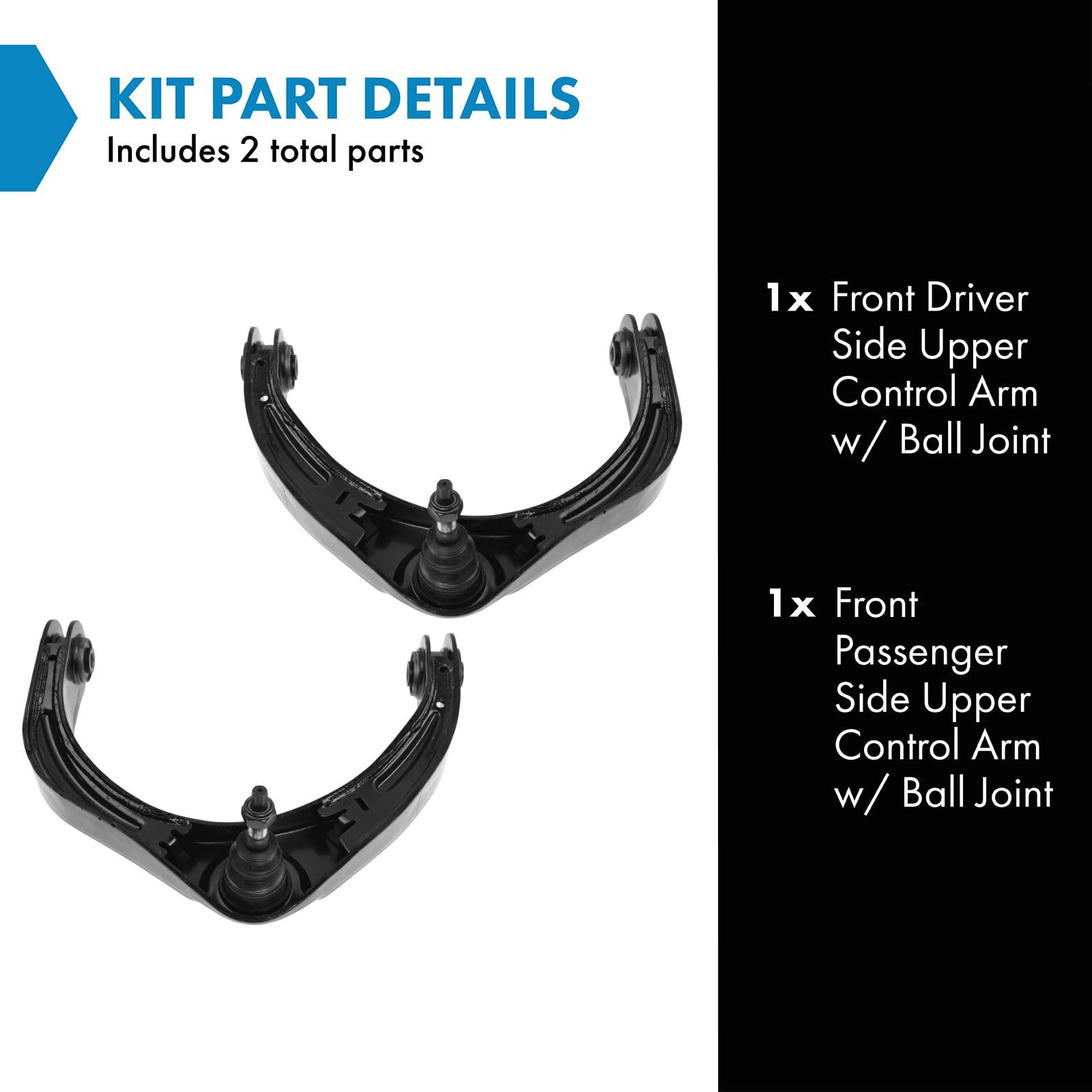 Trq Front Upper Control Arm With Ball Joint Set Compatible With 2006-2008 Dodge Ram 1500