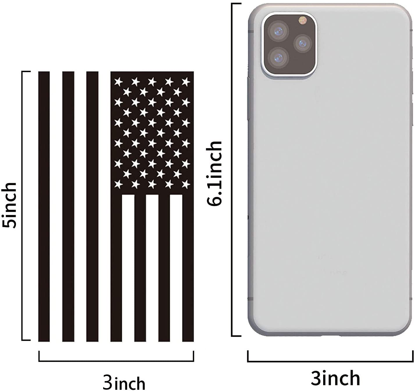 Die Cut Subdued Matte Black American Flag Sticker 3'' X 5'' Tactical Military Flag USA Decal Great for Car, Hard Hat. Car Vinyl