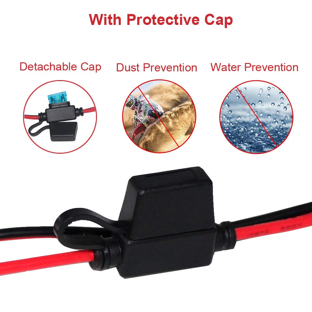 Kuncan Battery Alligator Clips To O Ring Terminal Harness Wire 2 Pin Lug Cable (6Ft)