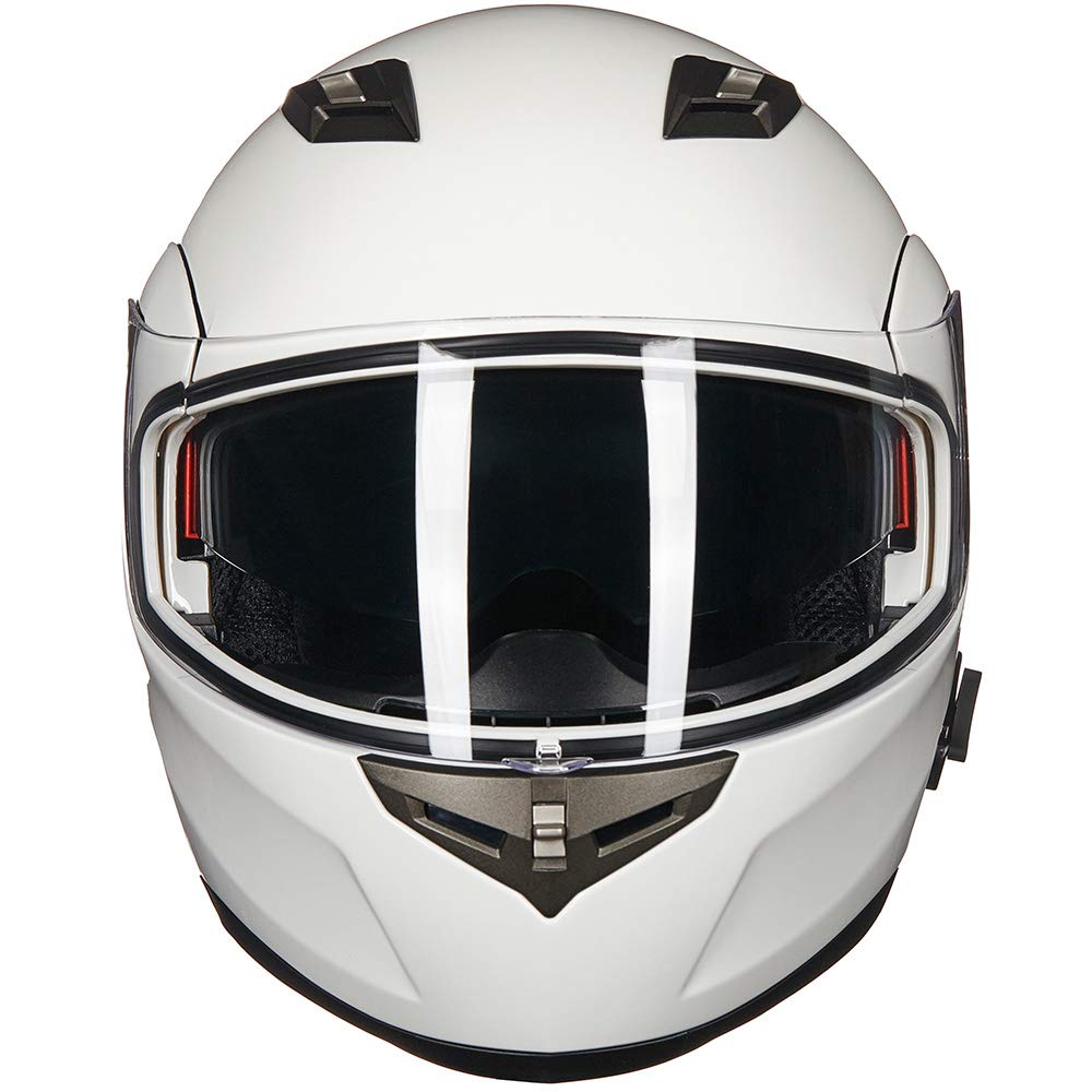 Ilm Bluetooth Integrated Modular Flip Up Full Face Motorcycle Helmet Sun Shield Mp3 Intercom Model 953 (Xl, White)