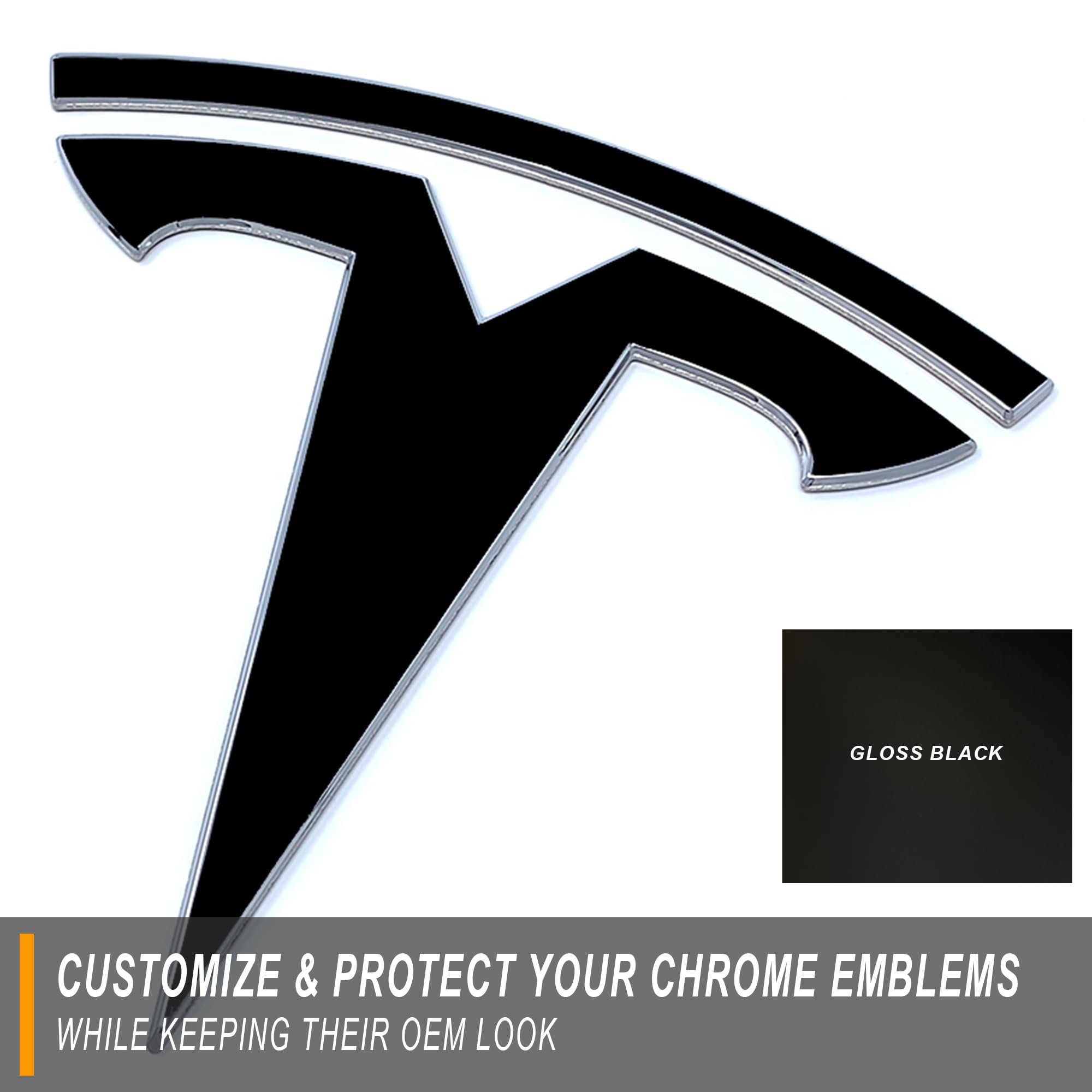 Custom Cut Graphics Vinyl Logo Wrap For Tesla Model 3 (2024 To Current), Standard Wrap, 2 Pc-Set (Gloss Black)