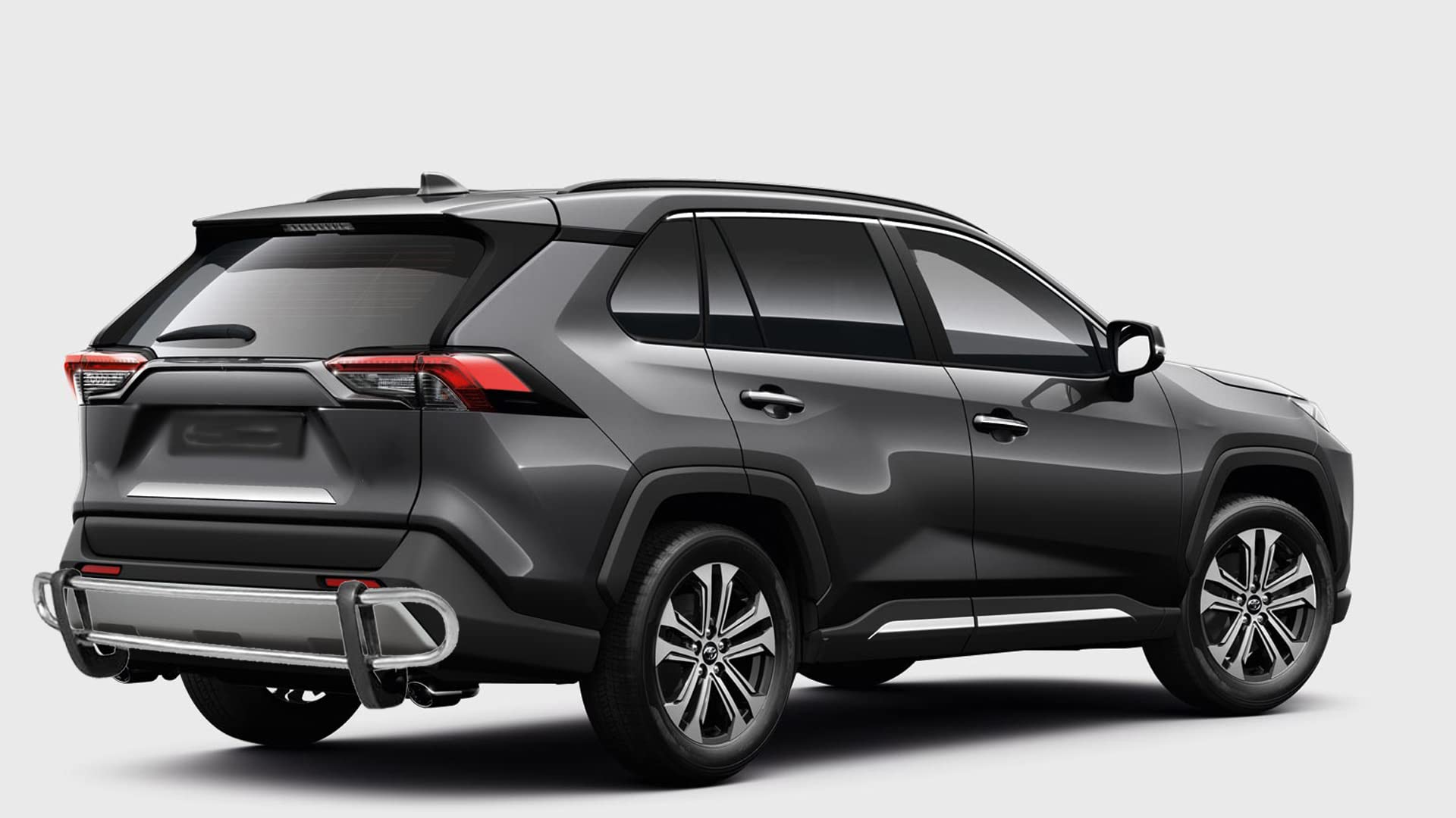 Black Horse Off Road Black Horse Stainless Steel Rear Bumper Guard Double Tube Compatible With 2019-2022 Toyota Rav4-8D93947Ss