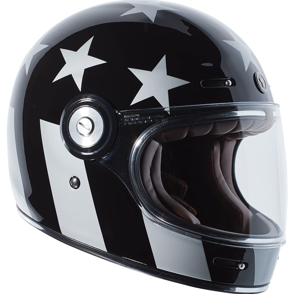 Torc T1 Unisex-Adult Retro Full-Face-Helmet-Style Motorcycle (Captain Vegas Gloss Black, Small)
