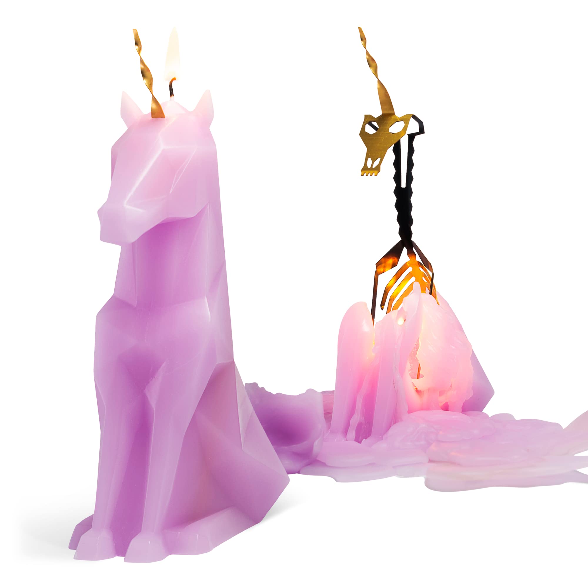 PyroPet Einar Unicorn Candle (Lilac) - The Original Unicorn Candle with Metallic Skeleton | Halloween Decor | Unique Gift for Un