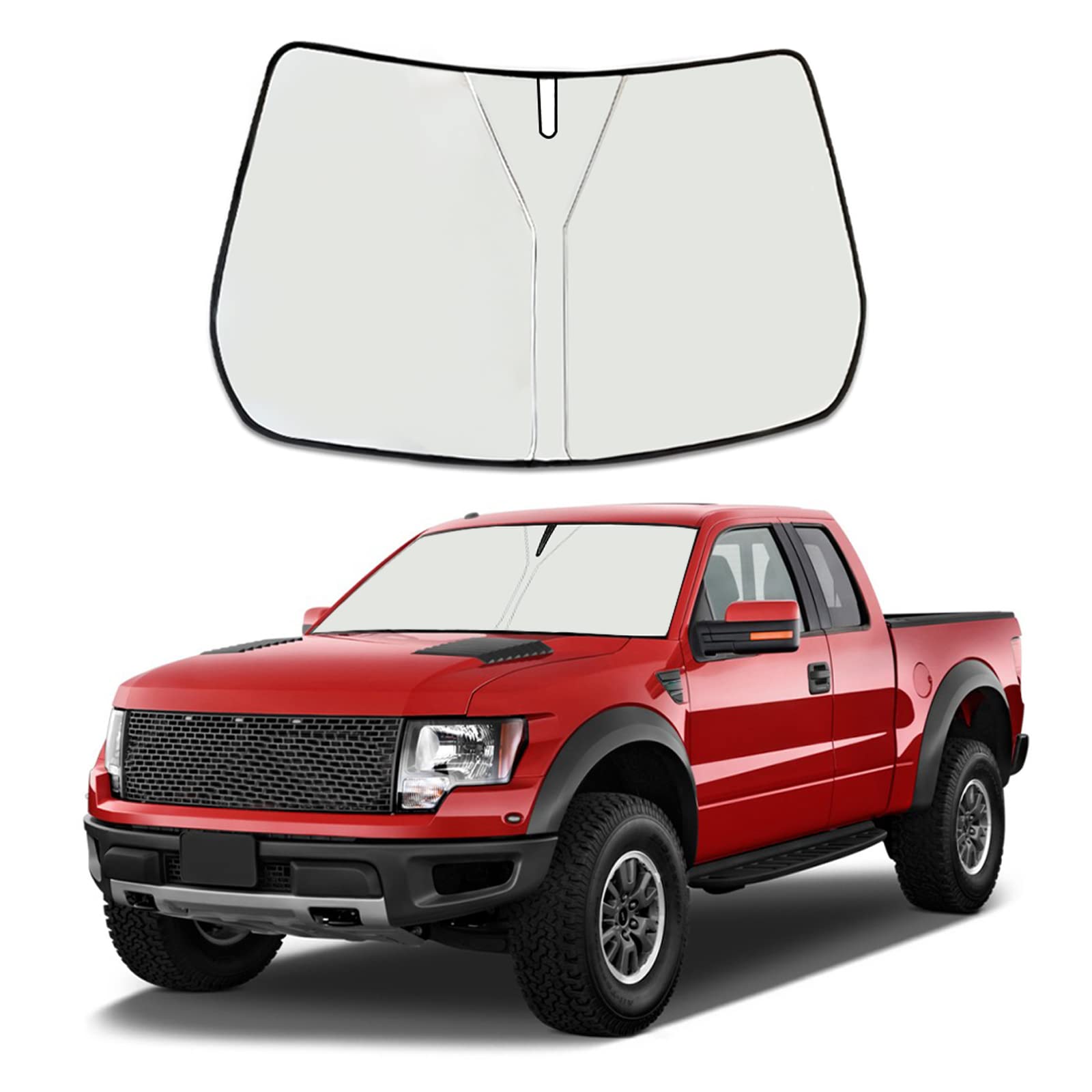 Moricere Upgrade Windshield Sun Shade For Ford F150 2009-2014, Foldable Windshield Sun Visor Blocks Uv Rays