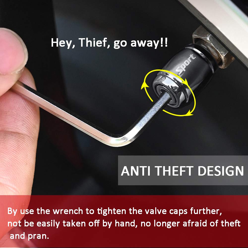 Dsycar 8 Pack Locking Tire Valve Caps , Anti Theft Design ,with O Rubber Ring, Universal Aluminum Tire Valve Stem Caps for Cars,