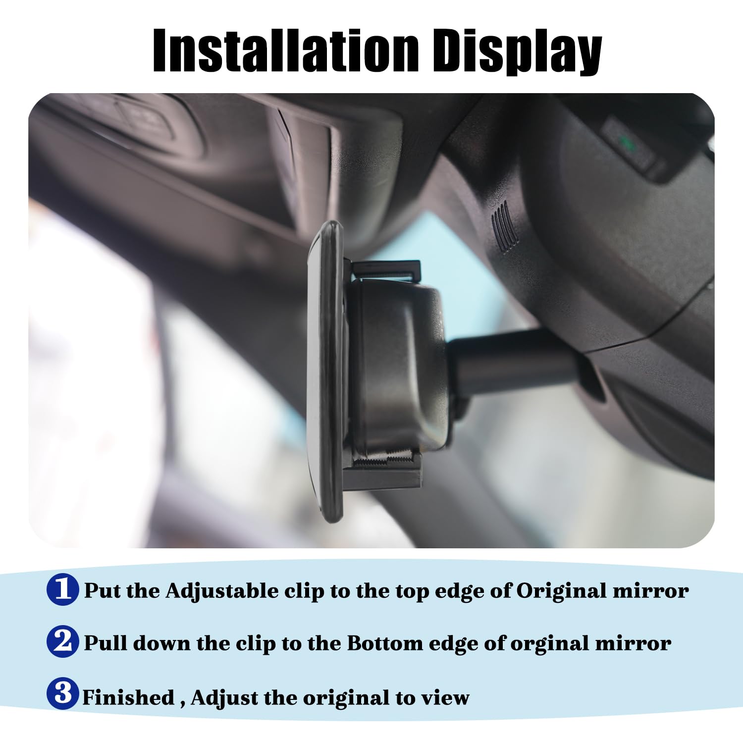 Car Rearview Mirrors,Yoolight Car Universal 12'' Interior Clip On Panoramic Rear View Mirror Wide Angle Rear View Mirror (12L X 2.8 H)