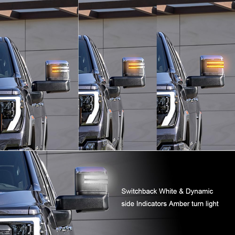 Roccs Sequential Amber Turn Signal Switchback Led Side Tow Mirror Marker Light White Drl Parking Lights Fit For 2020 2021 2022 2