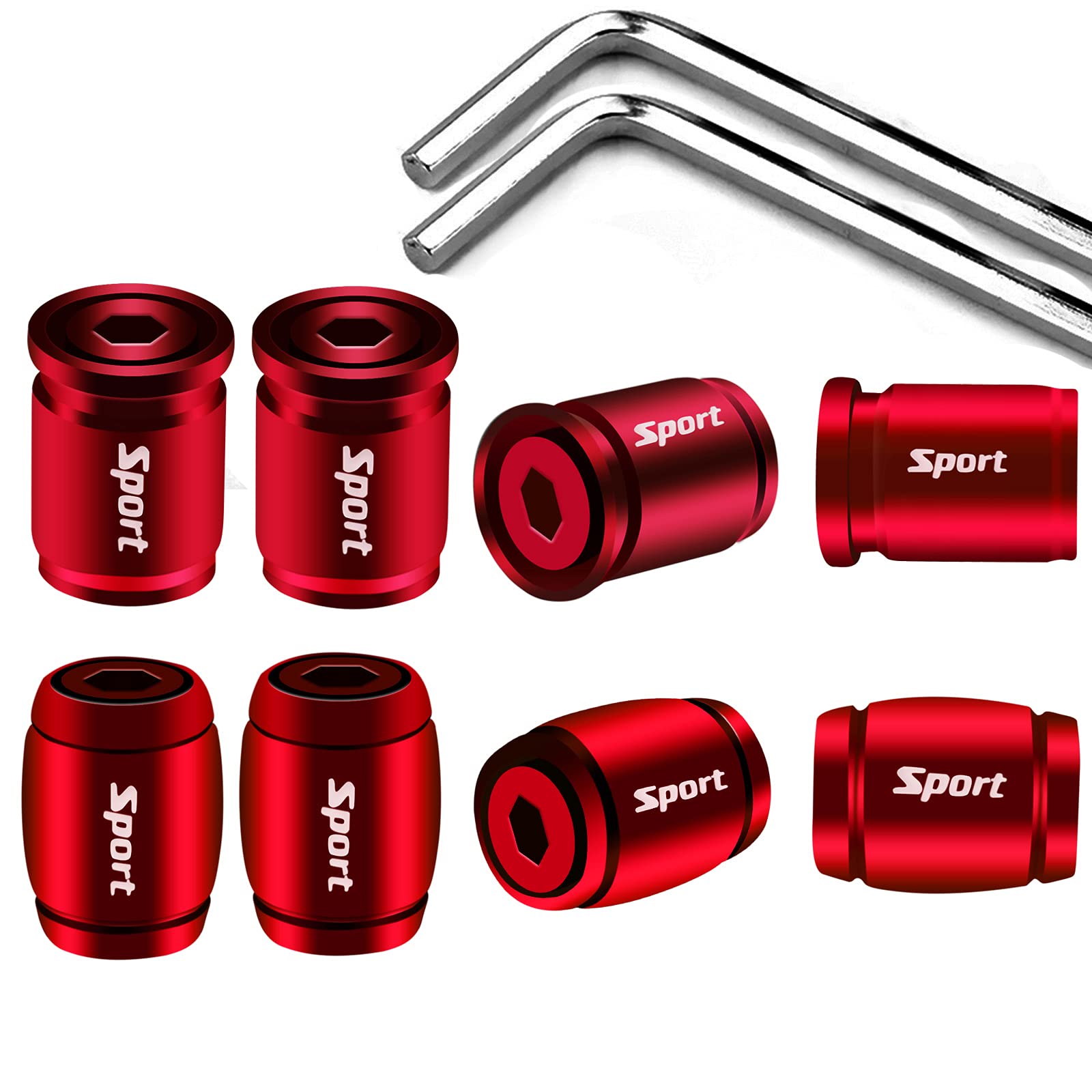 Dsycar Locking Valve Stem Caps Red (8 Pack), Anti Theft Tire Caps With Rubber Ring Tire Wheel Rim Dust Cover Fits Cars, Trucks, Bikes, Motorcycles, Bicycles (8 Pack/Red)