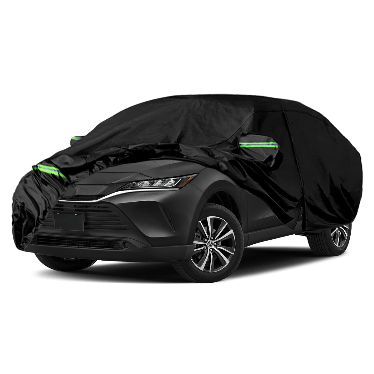 Waterproof Car Cover Replace For 2009-2024 Toyota Venza, 6 Layers All Weather Car Covers With Zipper Door & Windproof Bands For