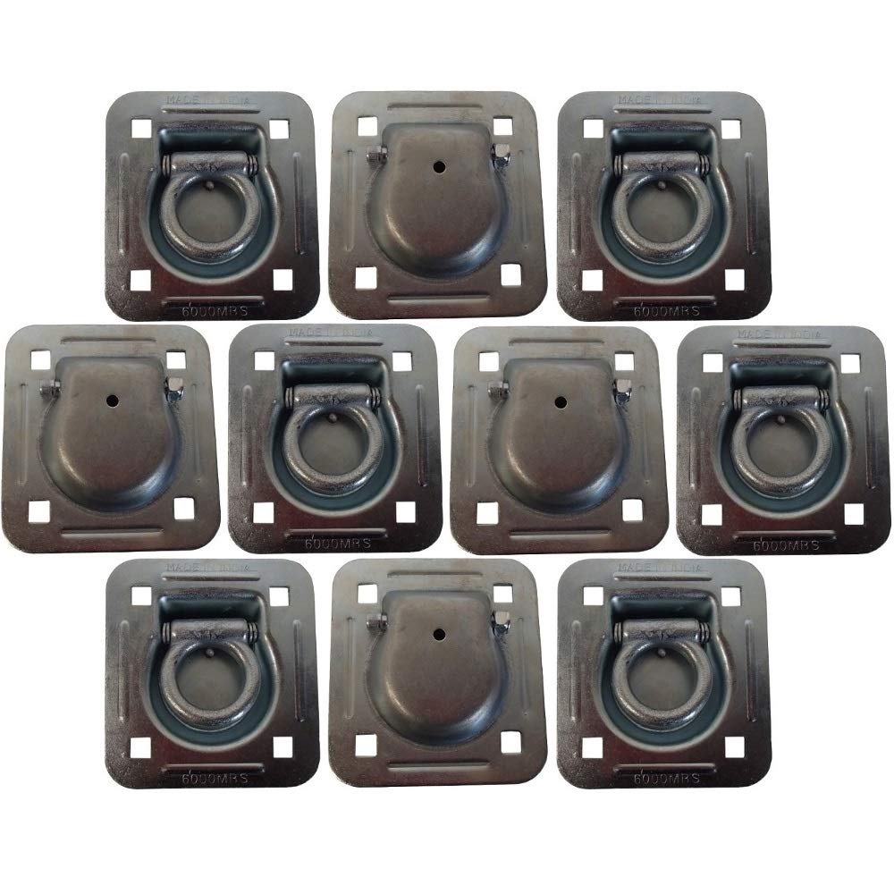 RAParts 10 pk Flush Mount Recessed Ring Trailer Cargo Tie Down Control D-Rings 6000 lbs.