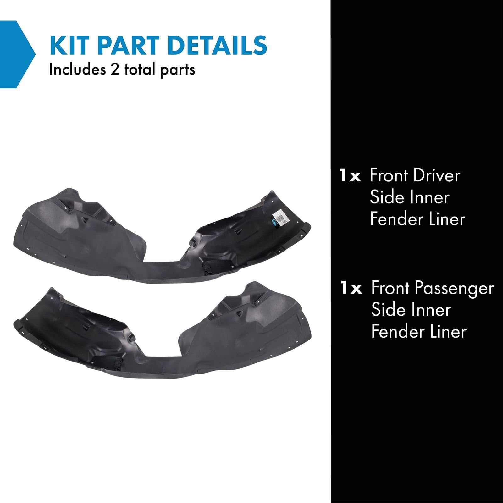 Trq Front Inner Fender Liner Set Compatible With 2015-2017 Chrysler 200 Ch1248168 Ch1248169 Ch1249168 Ch1249169