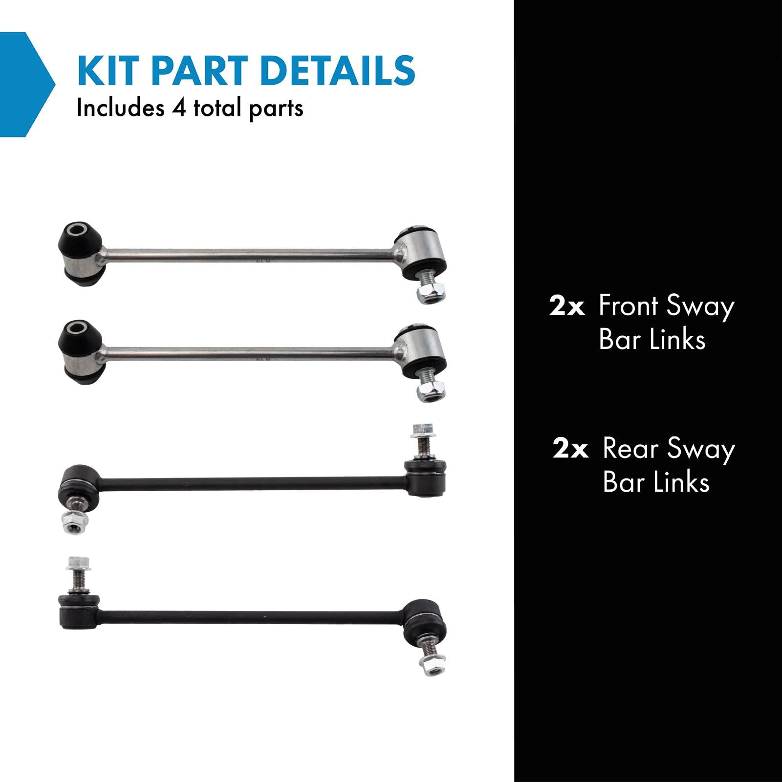 Trq Sway Bar Link Set Compatible With 2010-2017 Mercedes-Benz