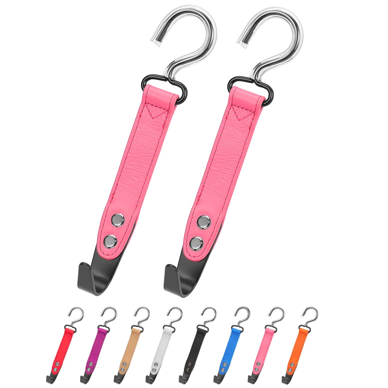 Compuda Leather Headrest Hooks 2 Pack - Pink, Holds Purses & Bags, Sus304