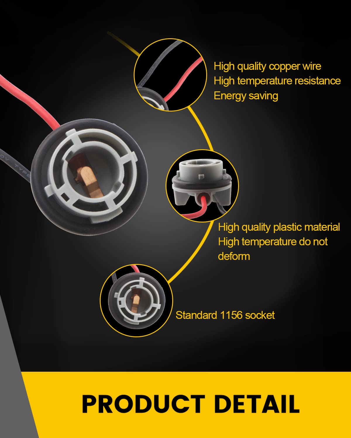 Qasim 1156 Led Bulbs Sockets Ba15S P21W Wiring Harness Adapter For Turn Signal Lights Backup Lights Time Running Lamps-4Packs