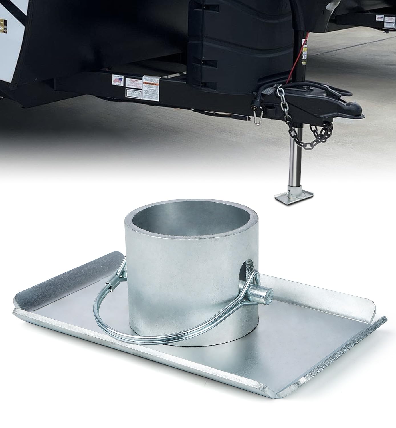 Aupar Trailer Jack Foot Plate with Pin Base, 5000lbs Capacity Trailer Jack Foot Pad Compatible with Boat Trailer Jack Tongue Par