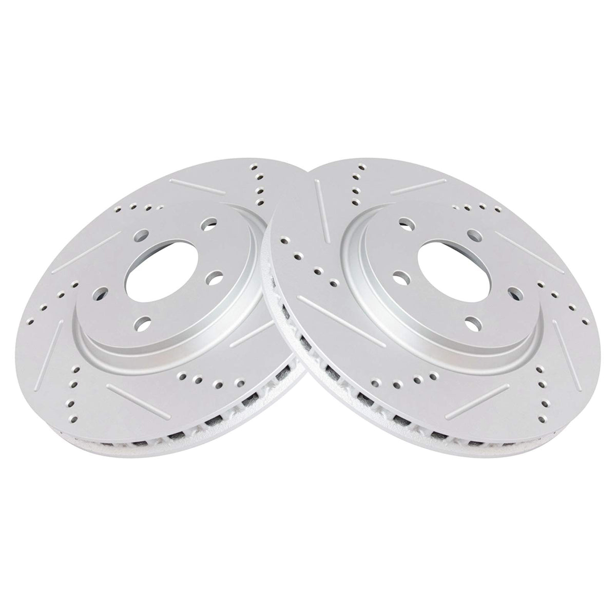 Trq Front Performance Brake Rotor Drilled Slotted Pair Set For 2007-2009 Aura / 2005-2009 Cobalt / 2007-2009 G5 / 2005-2010 G6 /