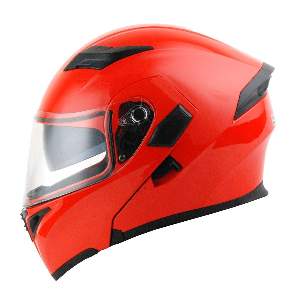 1Storm Motorcycle Modular Full Face Flip Up Dual Visor Helmet + Spoiler Bundle With Freedconn Motorcycle Redtooth Headset: Hb89