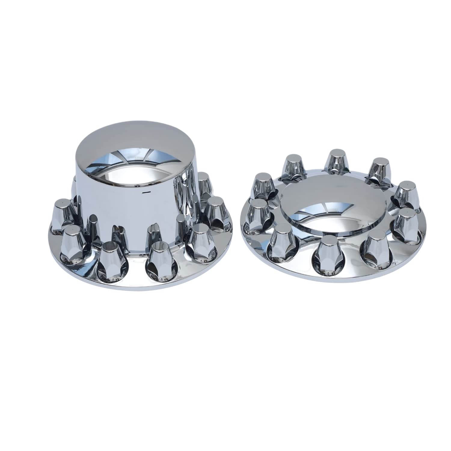 JIARU ABS Plastic Chromed Hubcaps Front and Rear Wheel Axle Cover Set with 33mm Thread-On Lug Nut Covers for Semi Trucks (Dome)