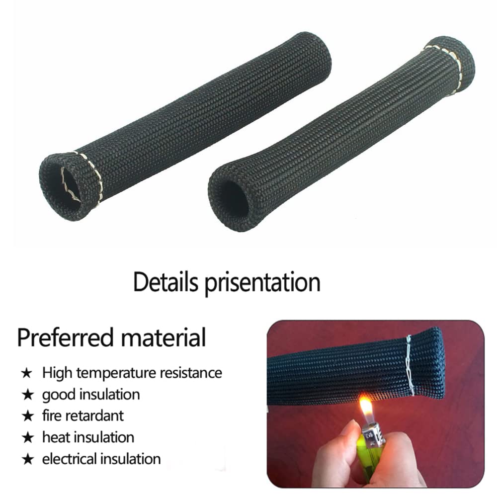 Spark Plug Wire Boots Thermal Protection Insulator Sleeve, 1200 Degree Heat Shield Cover Wrap 6 Inch For Car Truck 8Pcs(Black)