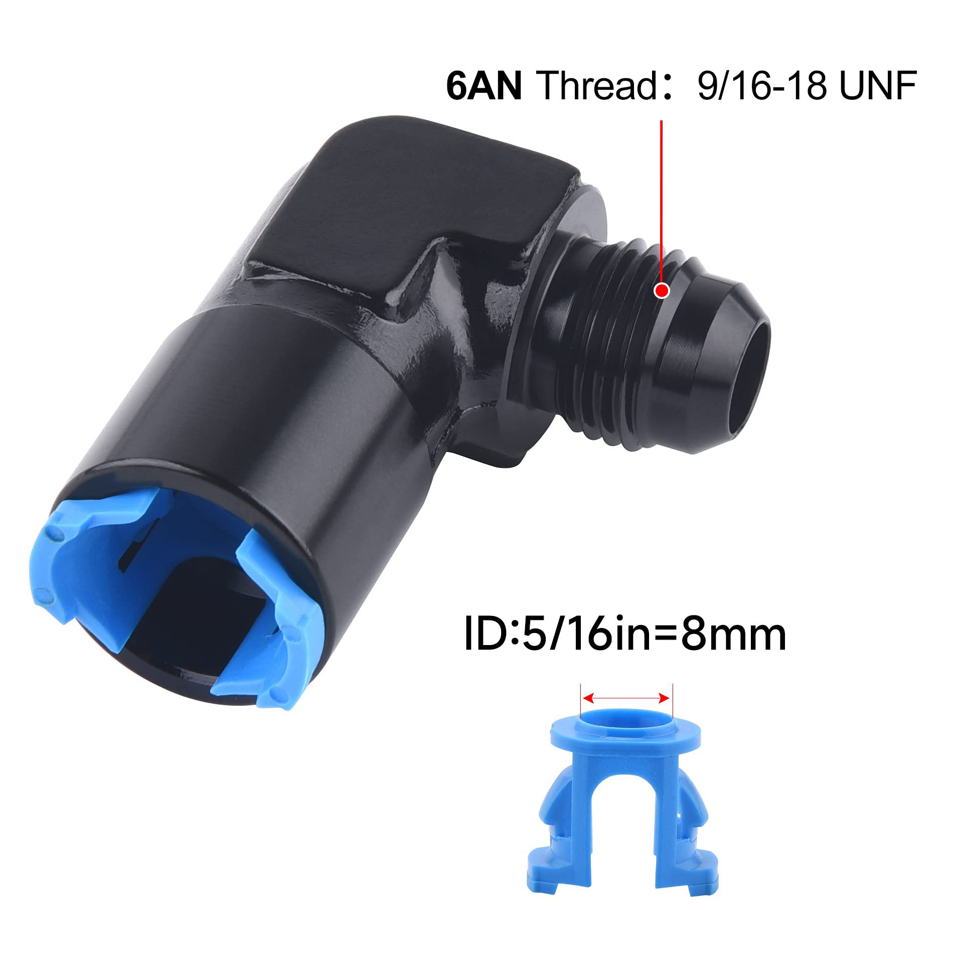 Evil Energy 6An Male To 5/16'' Sae Quick-Disconnect Female 90 Degree Push-On Efi Fuel Rail Fitting