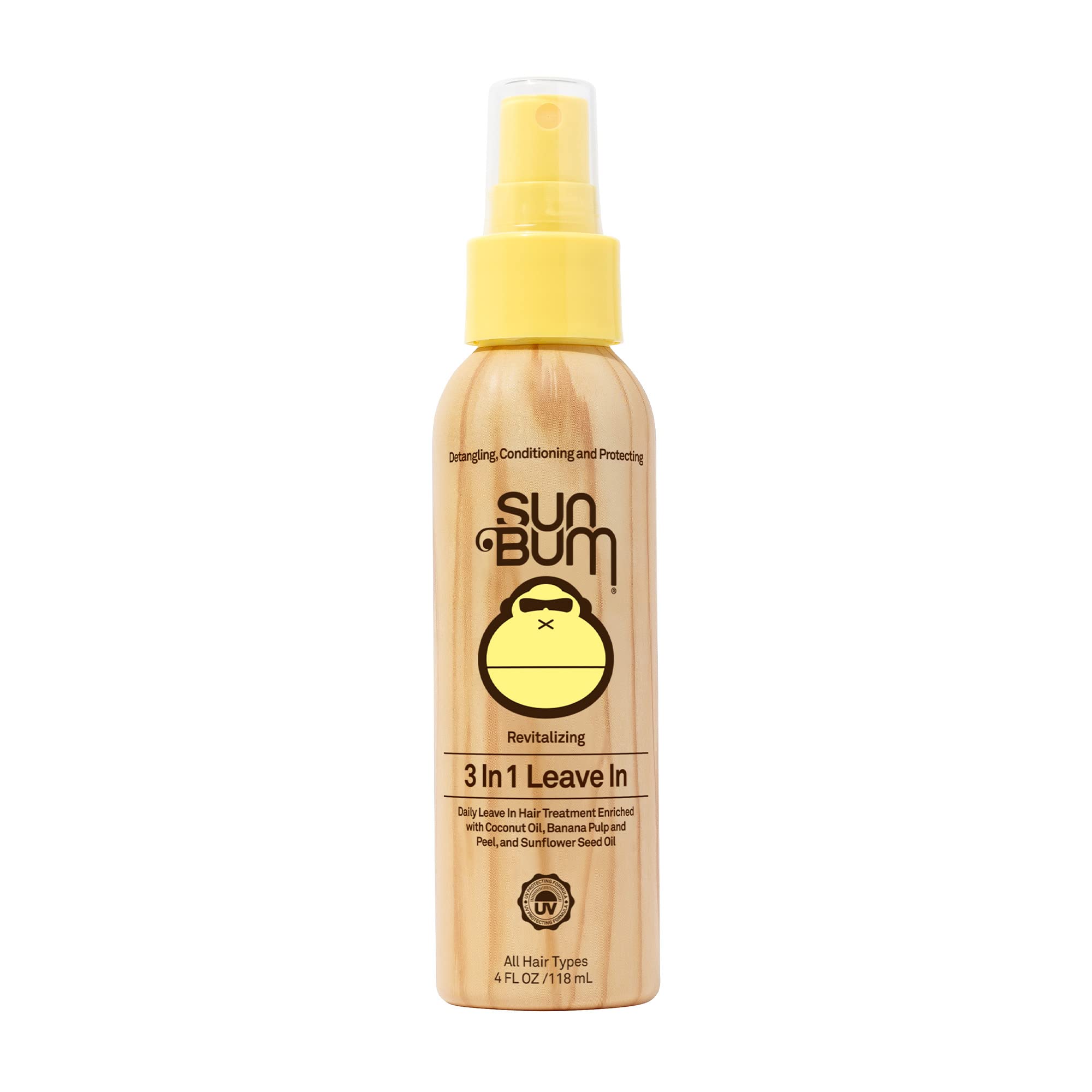 Sun Bum Revitalizing 3 in 1 Leave-In Conditioner Spray Detangler | Anti Frizz   Paraben and Gluten Free  Vegan  and Color Safe with UV Protection | 4 oz-New