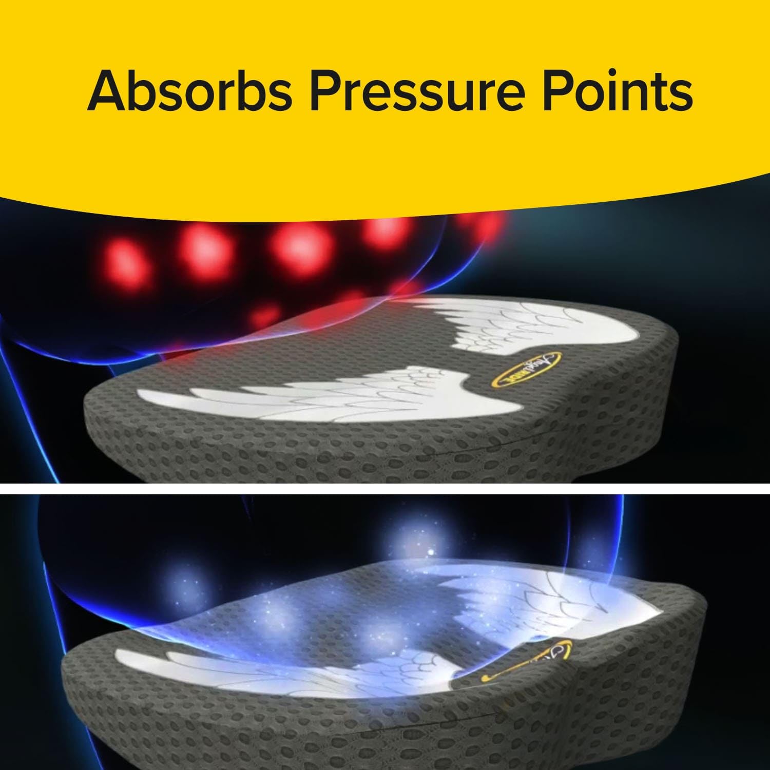 Angel Ride Memory Foam Auto Cushion, 18 in., Grey, Model 17747, Breathable Cover, Advanced Lumbar Support, As Seen on Fox News