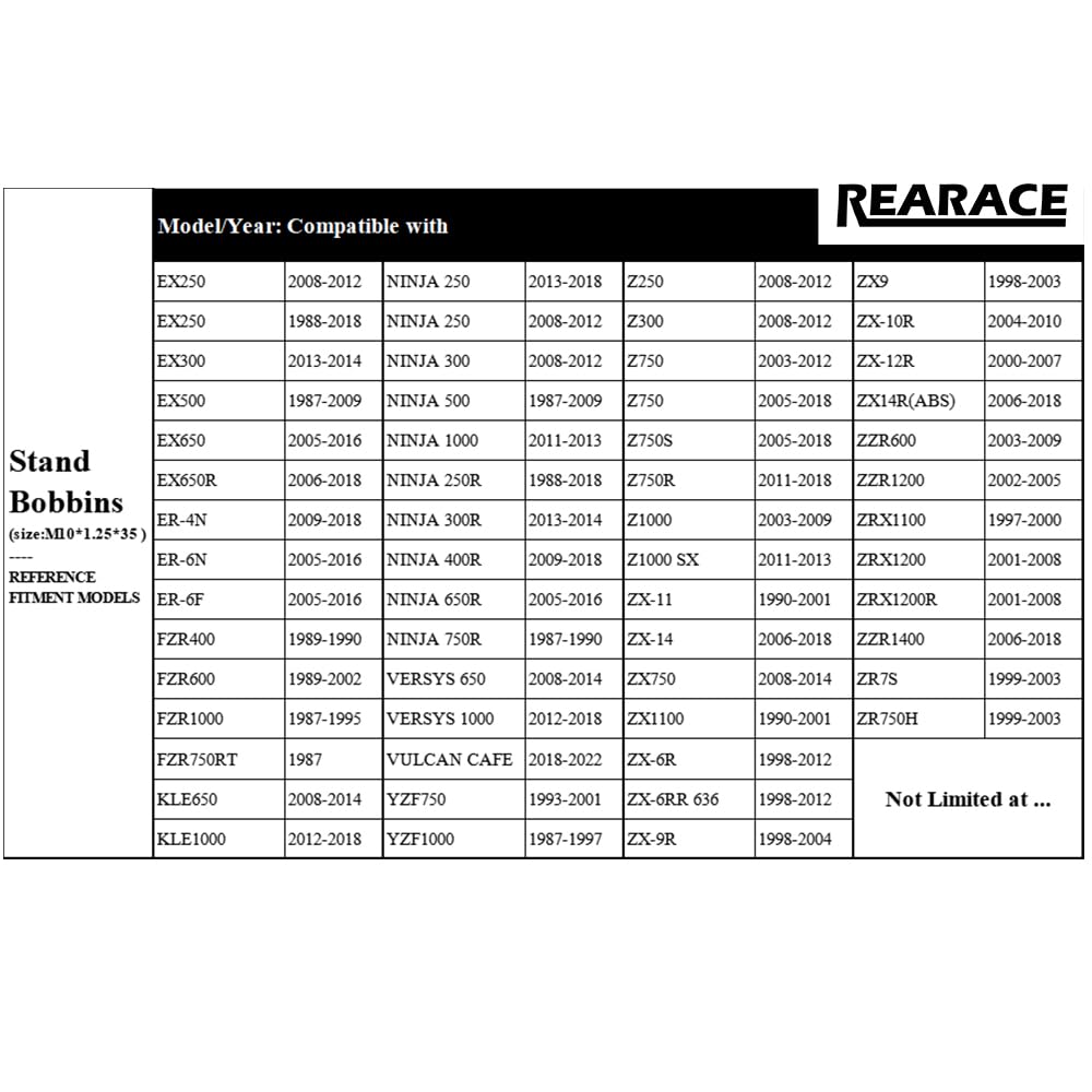 Rearace M10 Swing Arm Spools Sliders Compatible With Ninja 650R Ex650 Er-6F/N,Ninja 250,Ninja 400R Er-4N,Zx-12R,Vulcan Cafe/S,Z250/300,Ex650R,Universal Motorcycle Swing Arm Bobbins