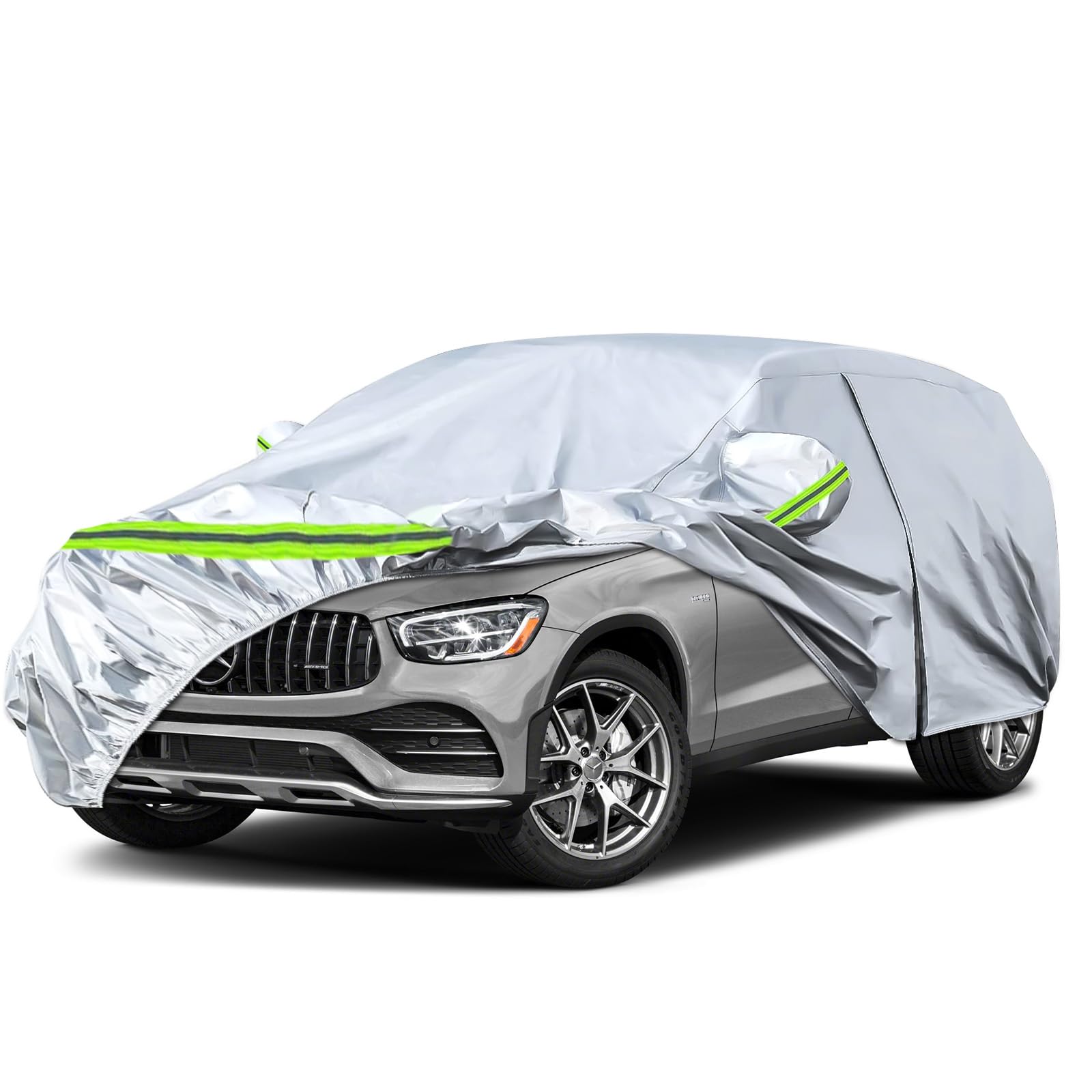 Waterproof Car Covers Replace For 2016-2025 Mercedes Benz Glc 300 350E, 6 Layers Silver All Weather Car Cover With Zipper Door &