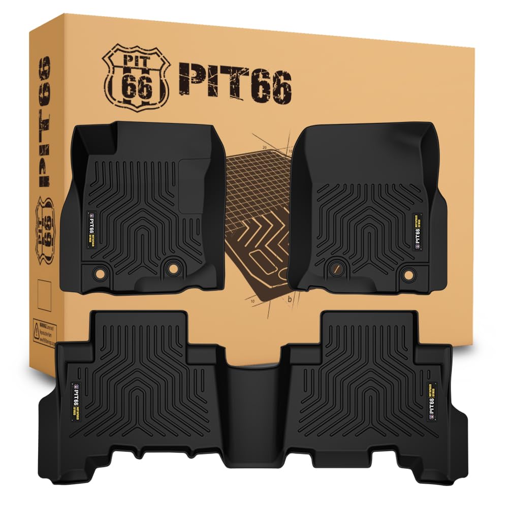 Pit66 Mats Cargo Liners Compatible With Toyota 4Runner 2013-2024/ Fit Lexus Gx460 2014-2023 (Heavy Duty) Tpe 3-Piece Premium,Bla