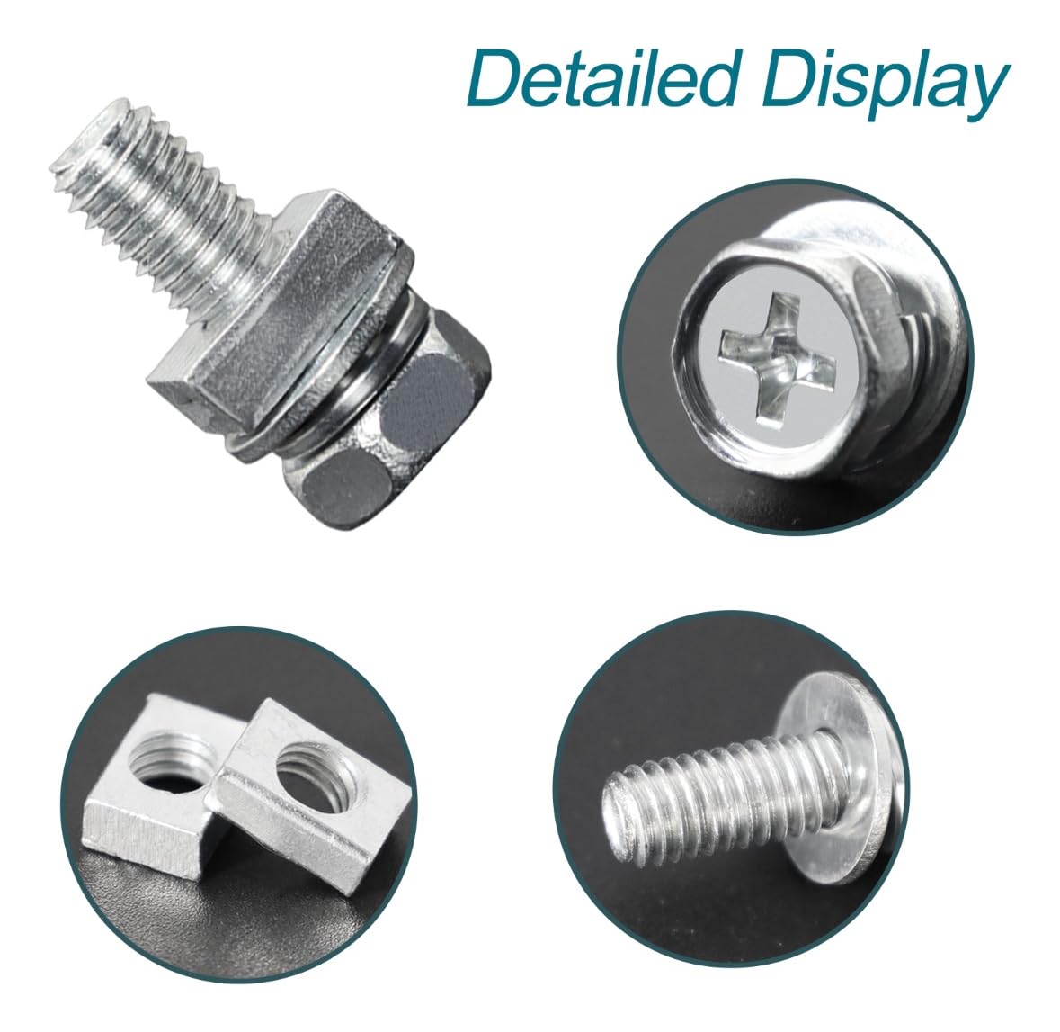 QIATOL Motorcycle Battery Bolts and Nuts Kit, M6x16MM, 6PCS, Carbon Steel, Silver Terminal Fasteners