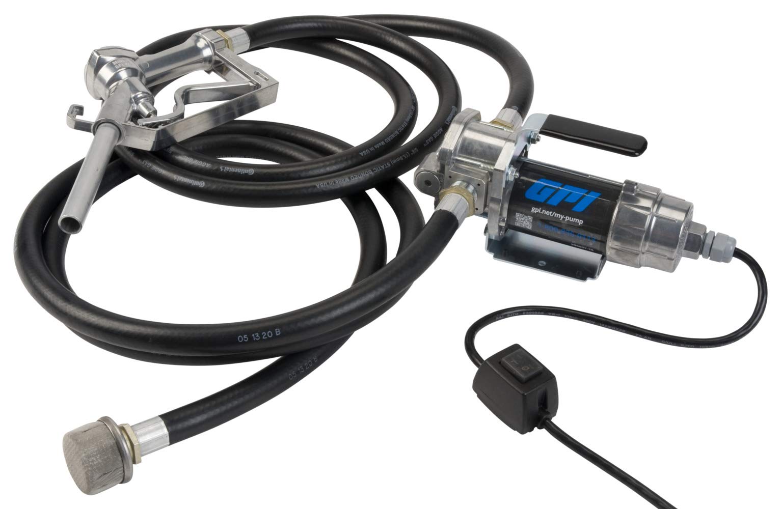 Gpi - G8P Portable Fuel Transfer Pump, Manual Shut-Off Nozzle, 8 Gpm, 12 Volt (147000-01)