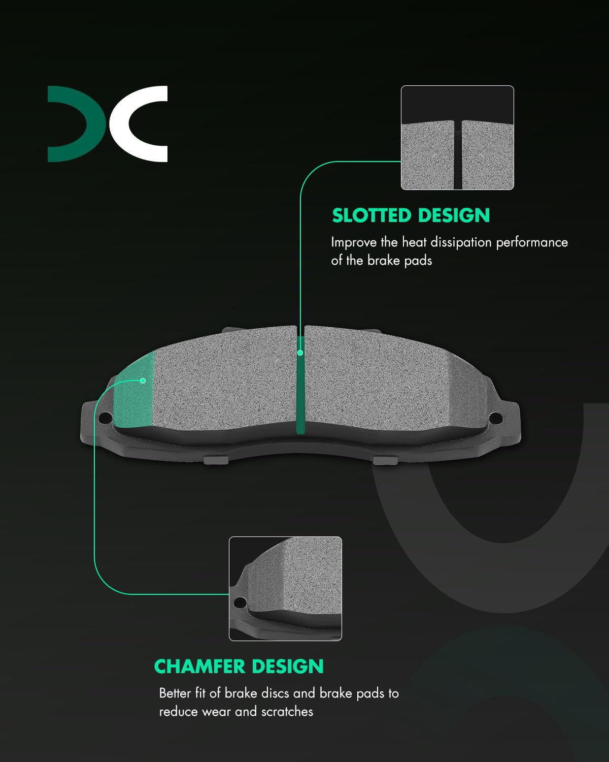 Scitoo Ceramic Discs Brake Pads, 4Pcs Front Brake Pads Brakes Kits Fit 97 98 99 00 01 02 03 For Ford For F-150,04 For Ford For F