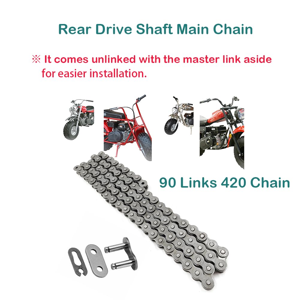 Qymoto Ct200U Mini Bike Main Chain 420 Chain 90 Link Rear Drive Chain For Coleman Ct200U-Ex Bt200X Axis M200