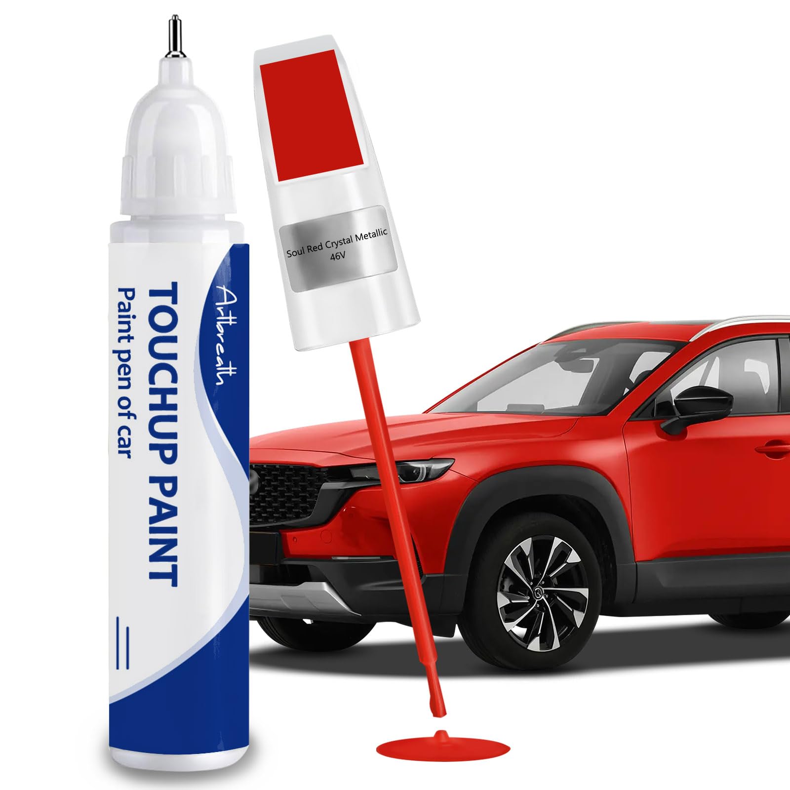 Soul Red Crystal Metallic(46V) Touch Up Paint for Mazda-Exact Match-Chips and Nicks Car Paint Scratch Repair Kit Automotive Pain