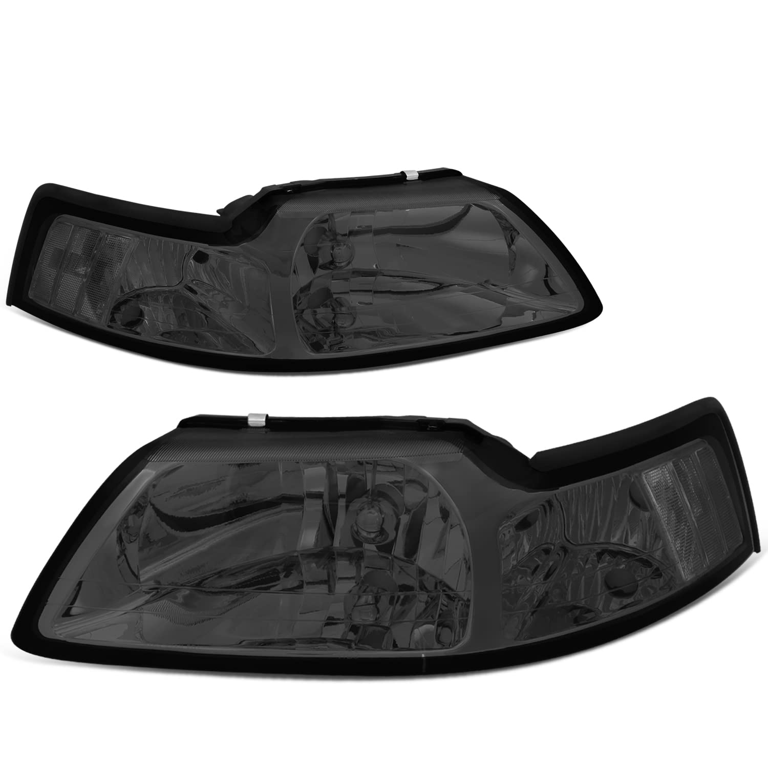 Dna Motoring Hl-Oh-Fm99-Sm-Cl1 Smoke Lens Headlights Compatible With 99-04 Ford Mustang