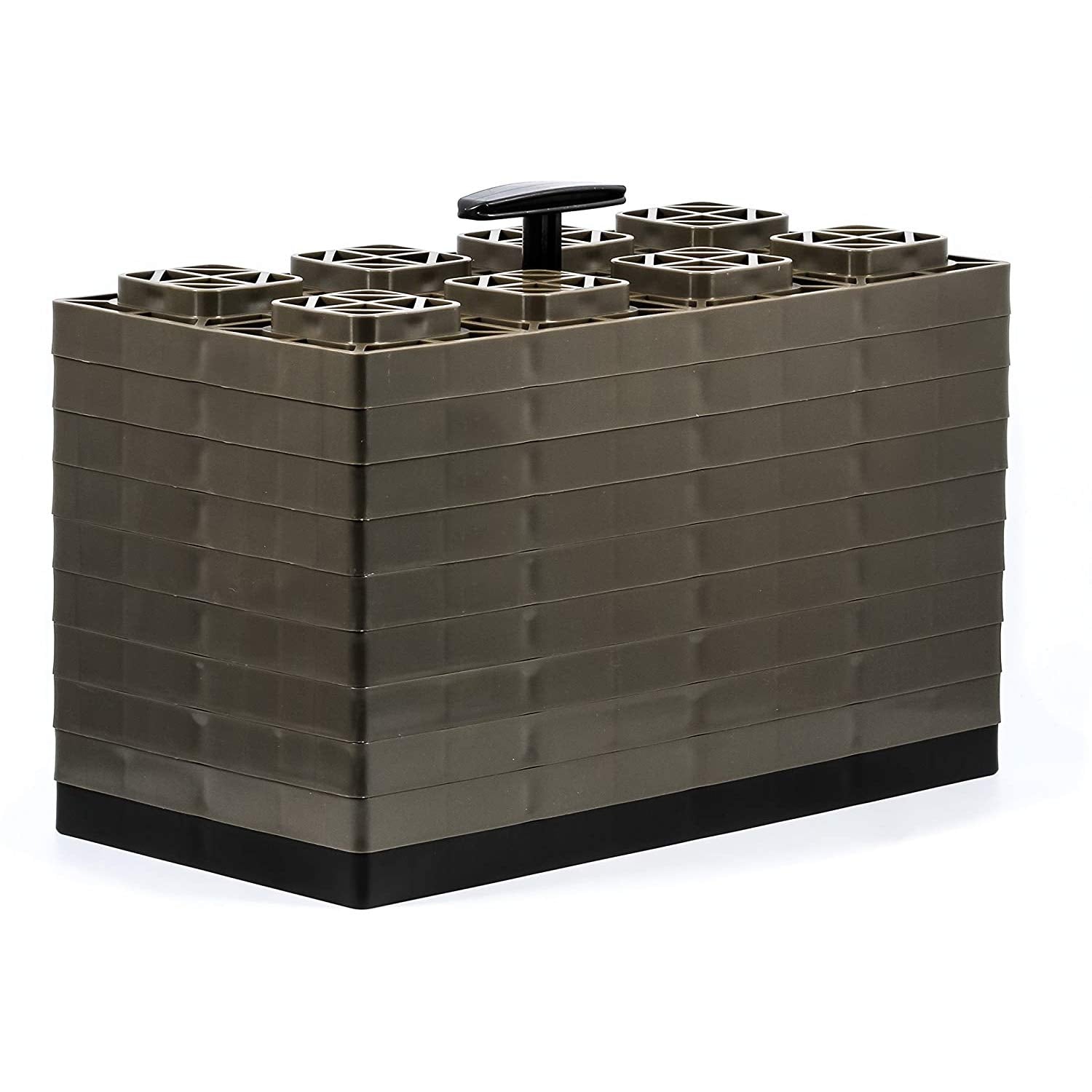 Camco 21025 Fasten 4X2 Leveling Block For Dual Tires, Interlocking Design Allows Stacking To Desired Height, Includes Secure T-Handle Carrying System, Brown (Pack Of 10)