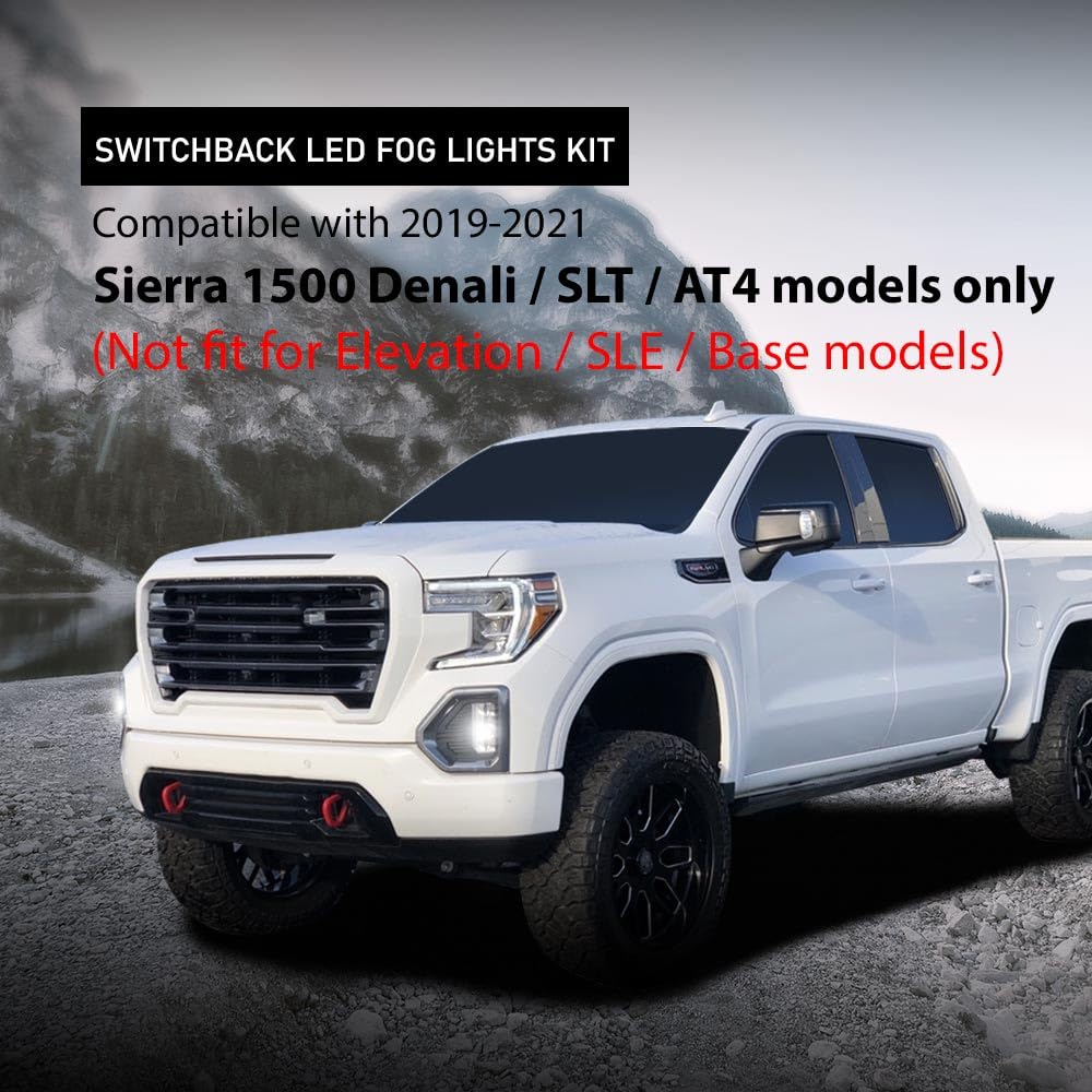 G-Plus Led Fog Lights W/Switch & Bezel Left And Right Side Compatible With Gmc Sierra 1500 Denali/Slt/At4 Models Only 2019-2021,