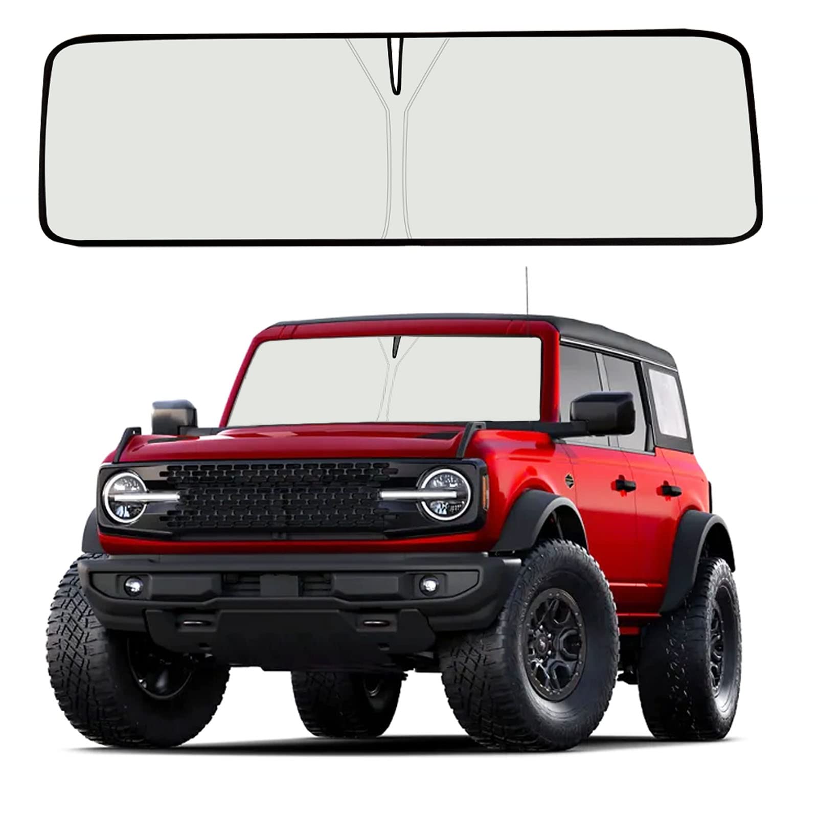 Moricere Upgrade Windshield Sun Shade For Ford Bronco 2021-2023, Foldable Windshield Sun Visor Blocks Uv Rays