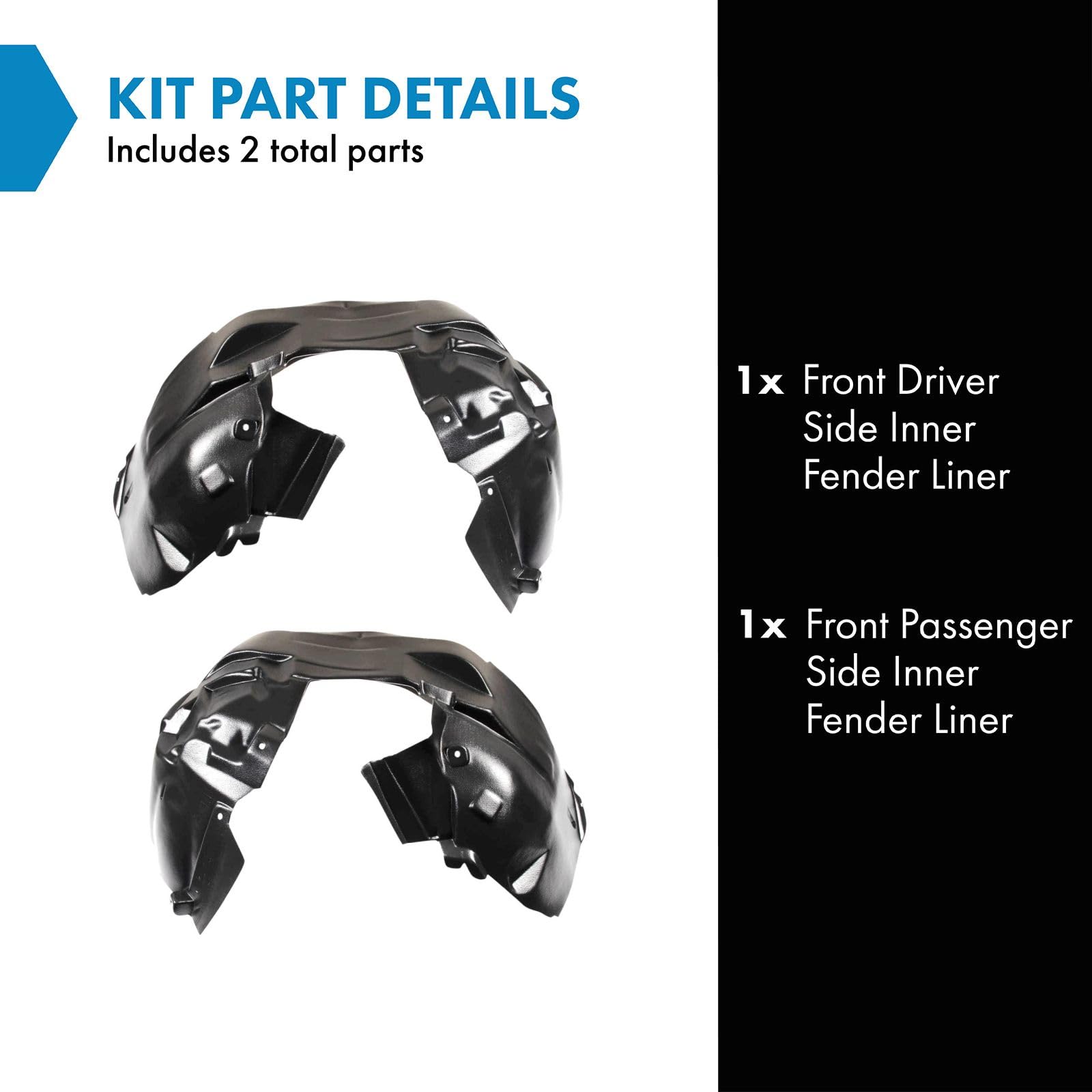 Trq Front Inner Fender Liner Set Compatible With 2015-2018 Jeep Renegade Ch1248184 Ch1249184