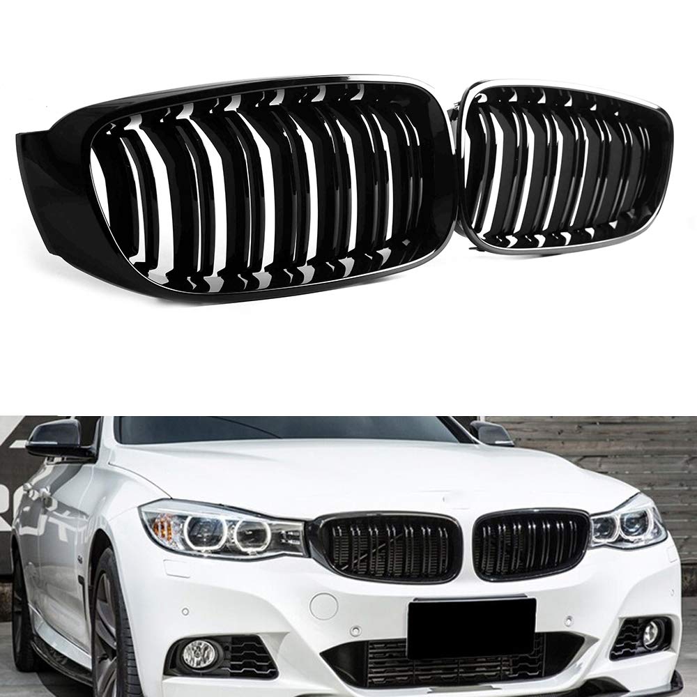 For BMW 3 Series GT/F34 2013-2019 Shiny Black Front Kidney Grille Grill Double Line
