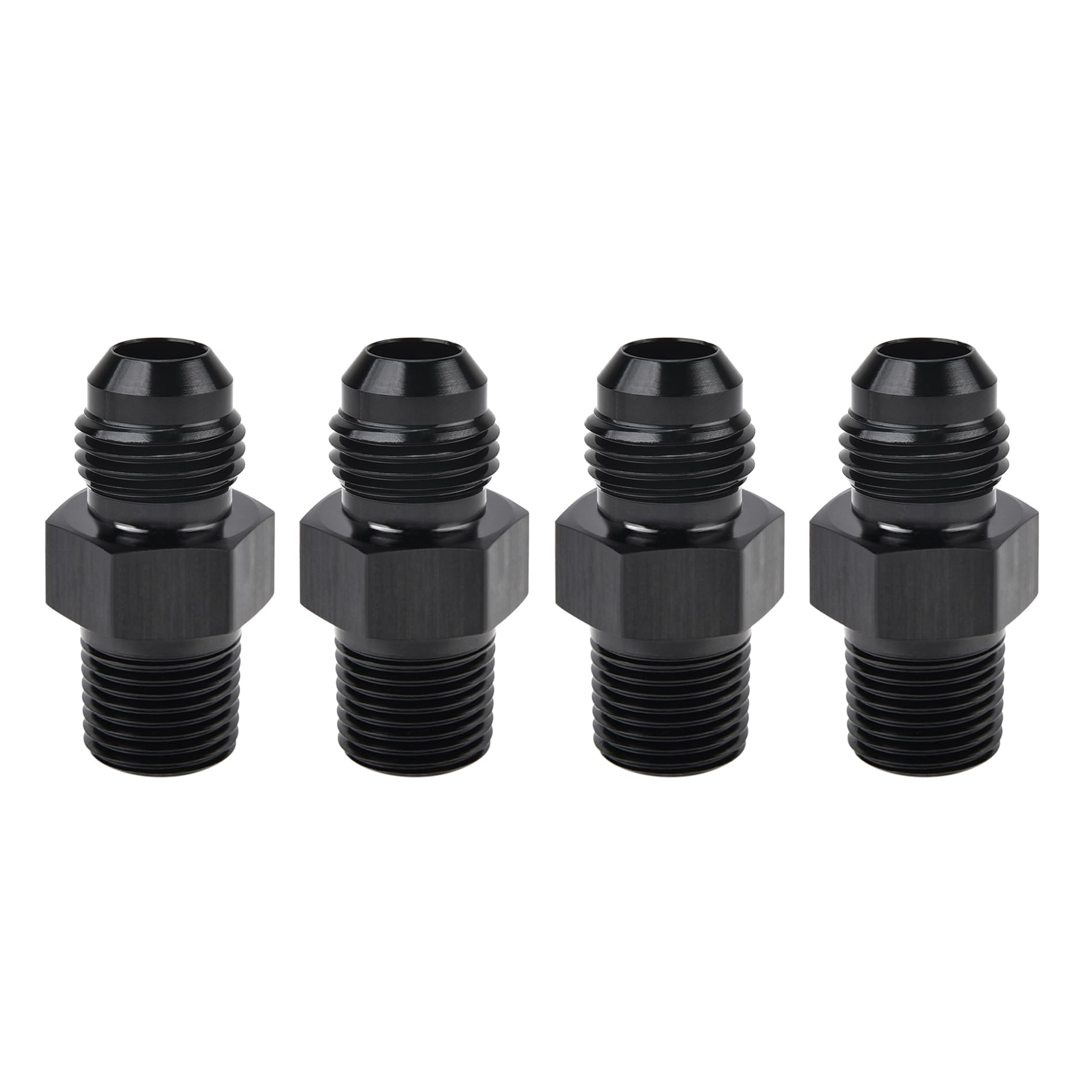 EVIL ENERGY 6AN Male Flare to 1/8'' NPT Pipe Fitting Adapter Aluminum Straight Black 4PCS