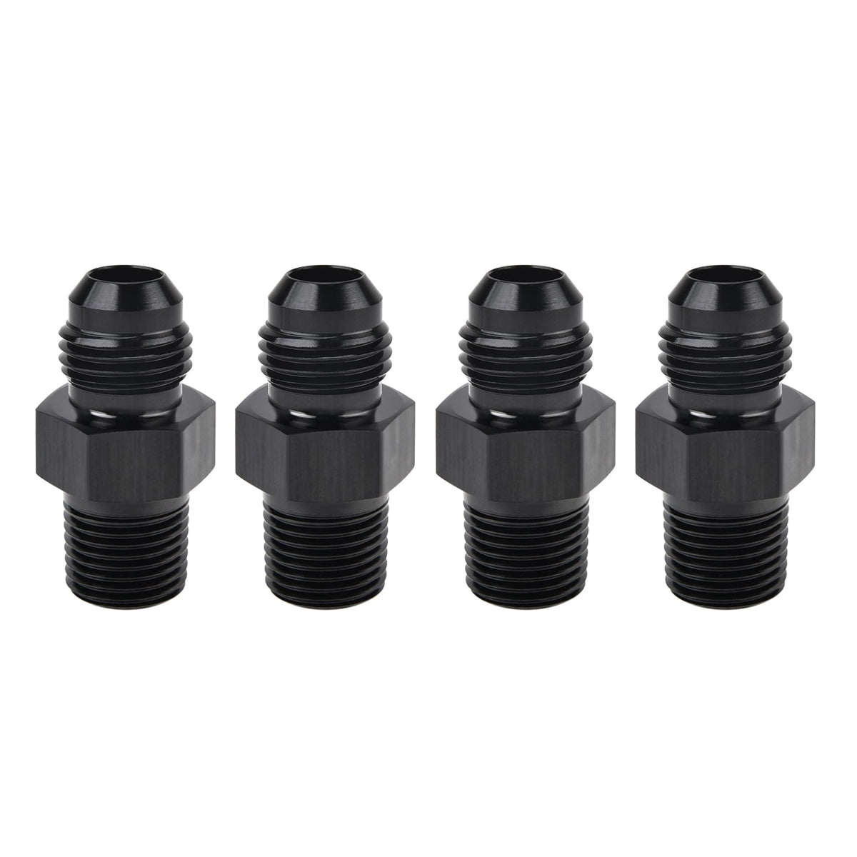 EVIL ENERGY 6AN Male Flare to 1/8'' NPT Pipe Fitting Adapter Aluminum Straight Black 4PCS