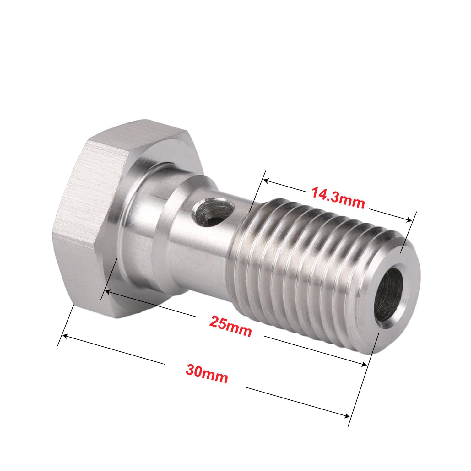 Podavelle 4An 7/16 X 20 Unf Stainless Steel Single Banjo Bolt Brake Fitting Adapter 25Mm Long With Copper Washers